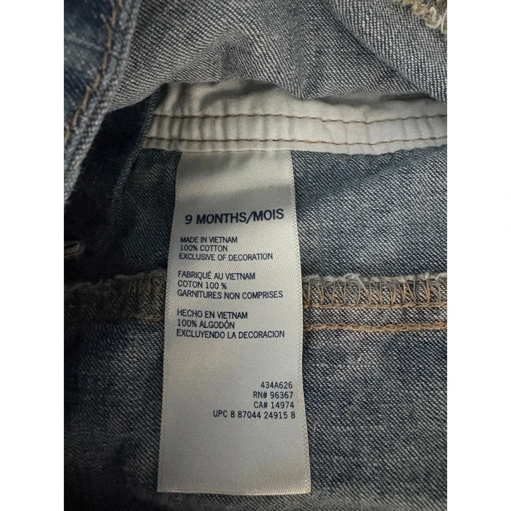 Vintage OshKosh Denim Overall Dress 9M Vestbak Ruffle‎ Tiered Skirt Baby